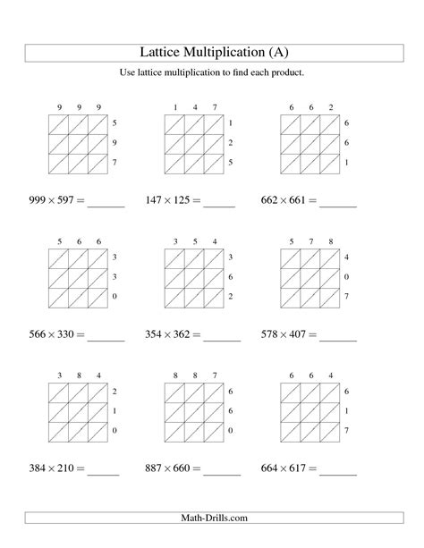 lattice multiplication example|lattice multiplication worksheets printable.
